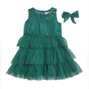 Elegant Green Kids Casual Dress